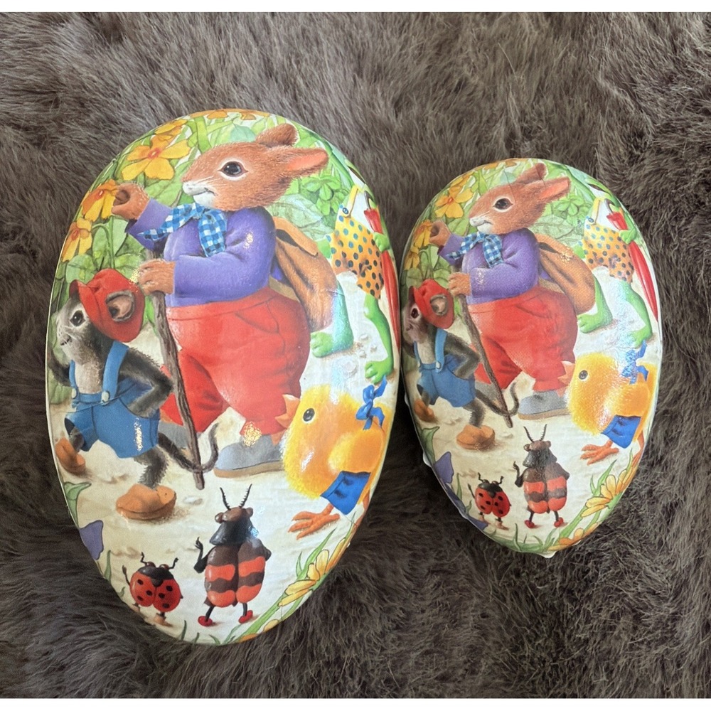 Vtg Erzebirge German Paper Mache Nesting Easter Spring Eggs Erzgebirge (2) 3"-5"